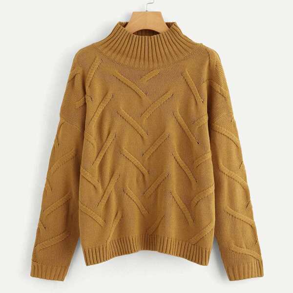 

Plus Mixed Knit Solid Sweater