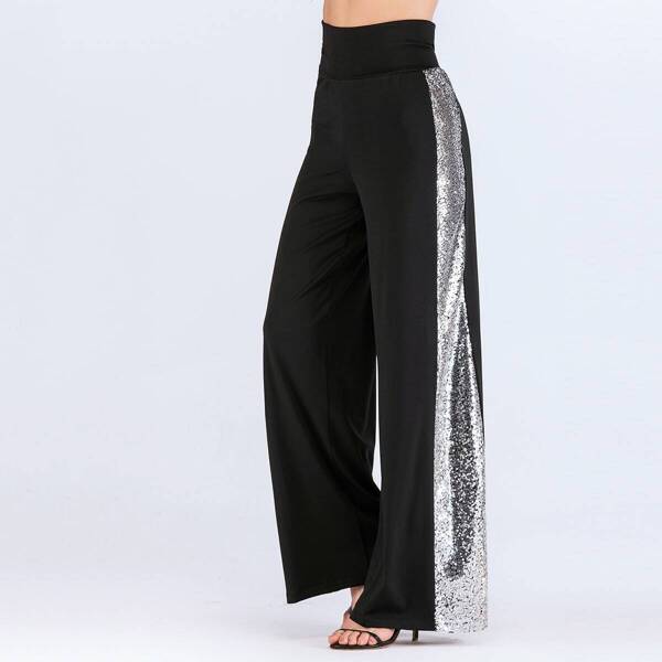 

Sequin Contrast Wide Leg Pants