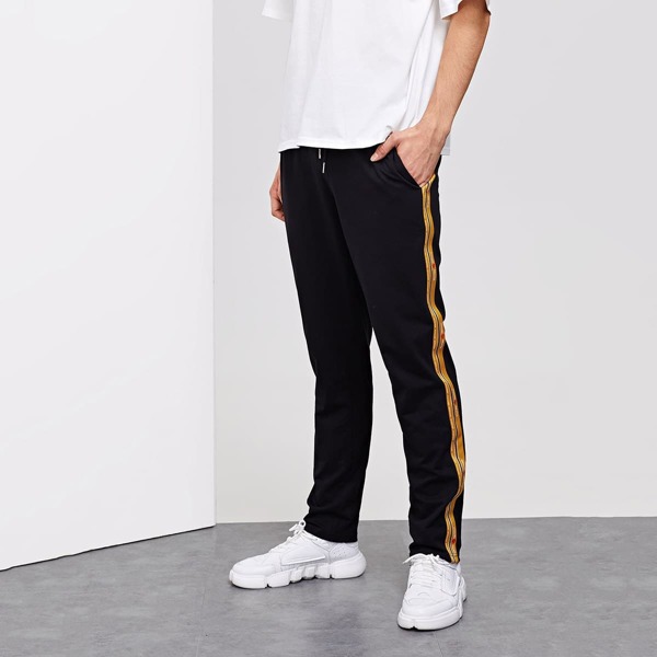 

Men Slant Pocket Contrast Tape Side Pants
