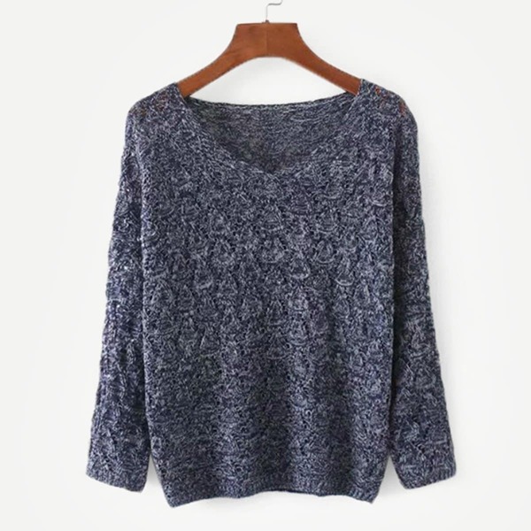 

Marled Pointelle Drop Shoulder Sweater