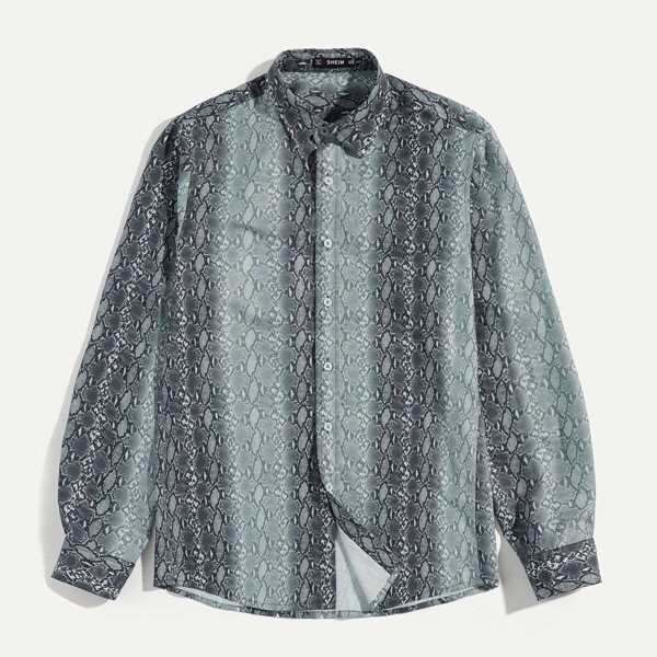 

Men Snake Pattern Shirt, Multicolor