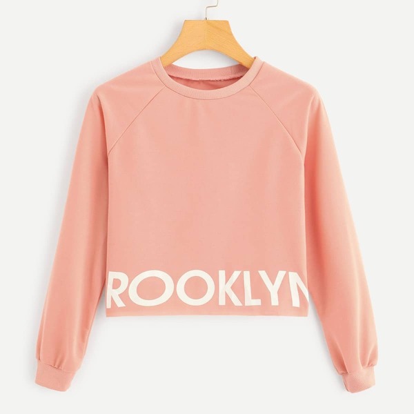 

Plus Letter Print Crop Sweatshirt