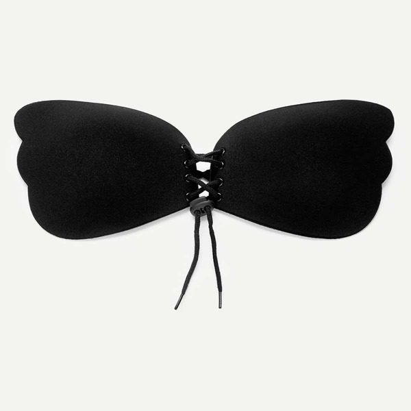 

Lace-Up Self Adhesive Plain Bra, Black