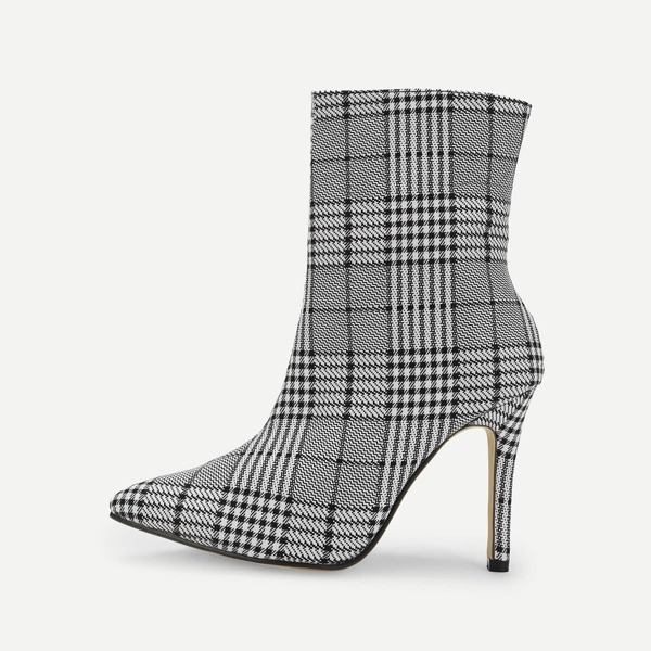 

Side Zipper Plaid Boots