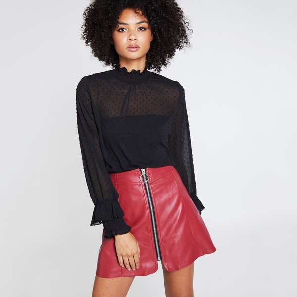 

Shirred Panel Dot Jacquard Top Without Bandeau