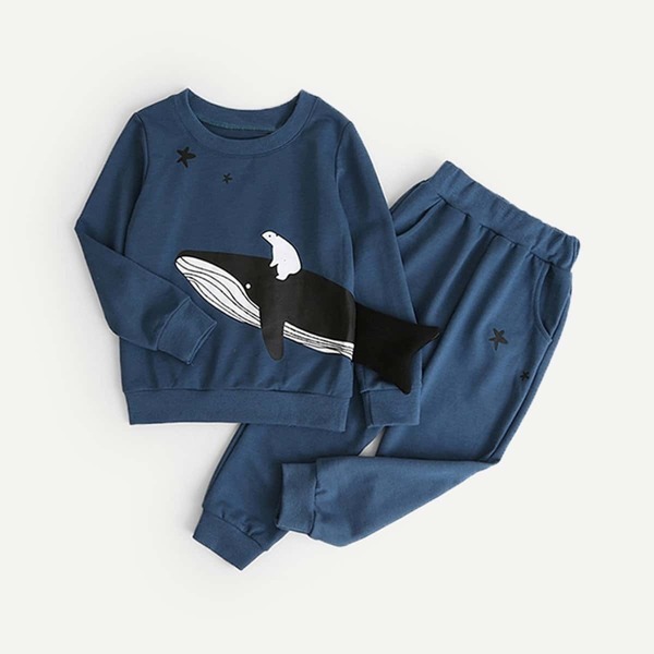

Toddler Boys Whale Print Sweatshirt With Pants
