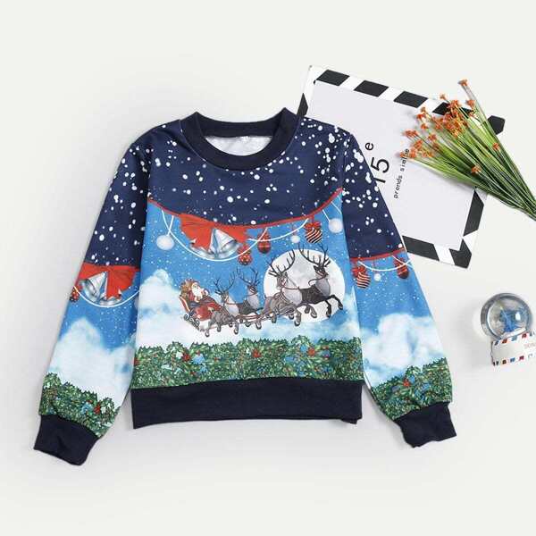 

Boys Christmas Print Sweatshirt, Multicolor