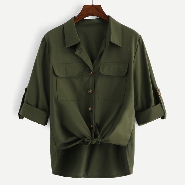 

Plus Pocket Decoration Blouse
