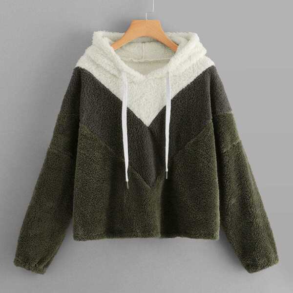 

Color-Block Hooded Teddy Sweatshirt, Multicolor