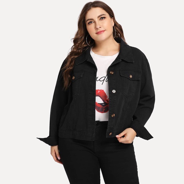 

Plus Drop Shoulder Denim Jacket