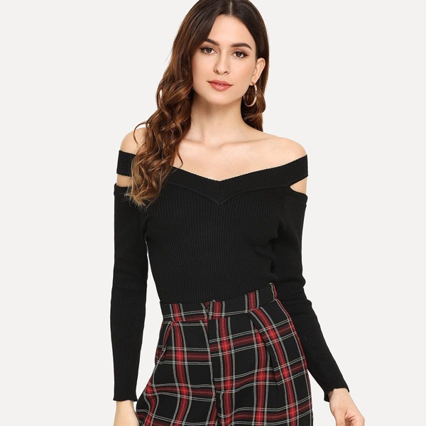 

Cut Out Off-Shoulder Sweater