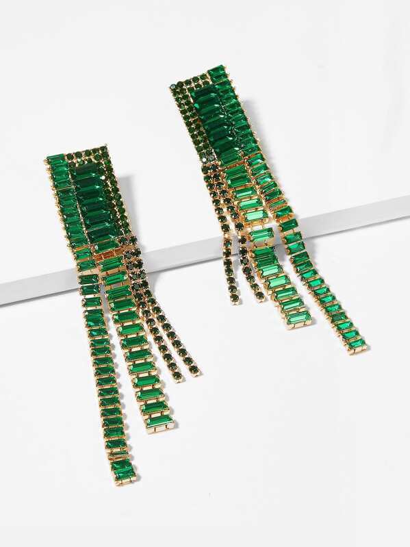 

Серьги из горных хрусталей с подвеской длинной бахромы, null
