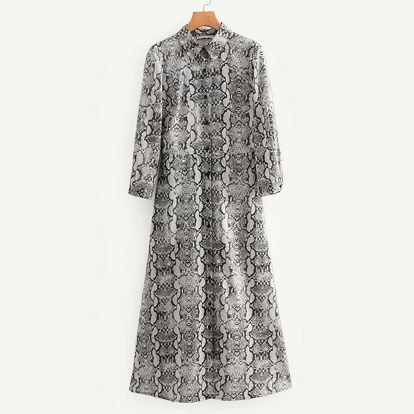 

Snakeskin Print Shirt Dress