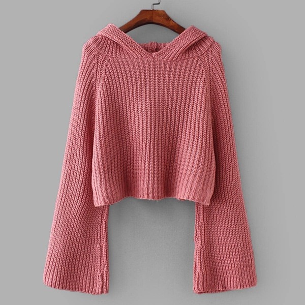 

Solid Raglan Sleeve Hooded Jumper