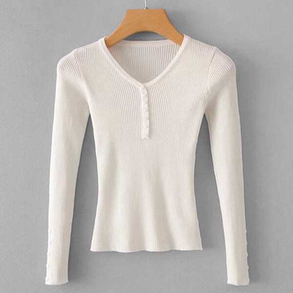 

Button Front Ribbed Sweater
