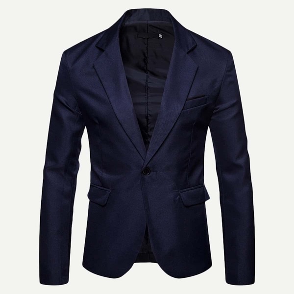 

Men Solid Single Button Blazer