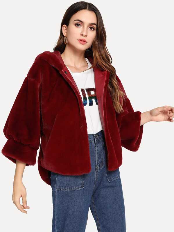 

Твердое Hoodie Teddy Coat, Jana