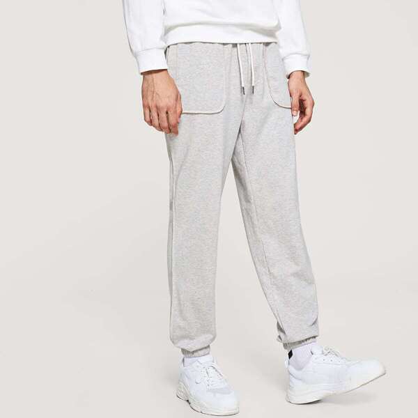 

Men Elastic Hem Pants, Grey