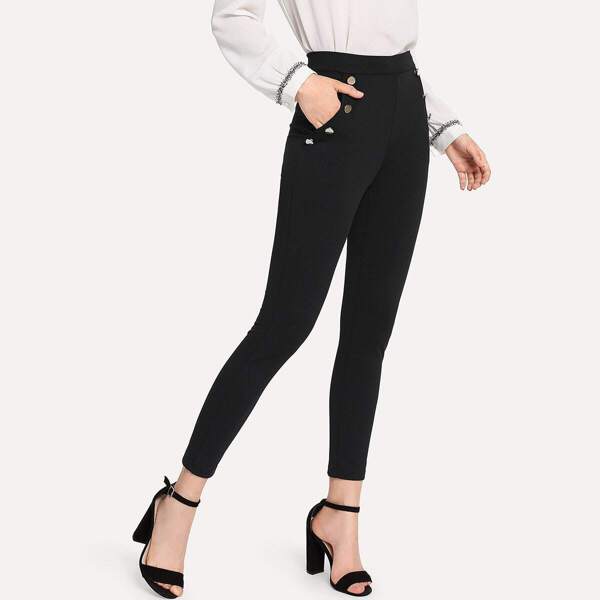 

Button Detail Solid Pants