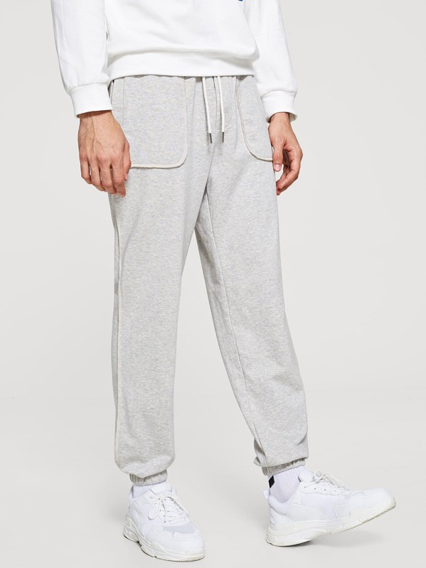 

Men Elastic Hem Pants, Grey, Lucas