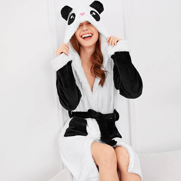 

Panda Self Belted Hooded Robe
