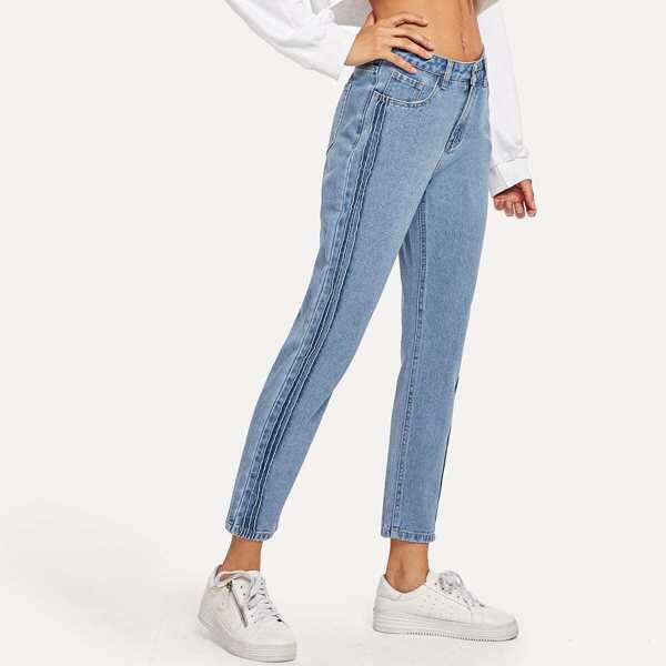 

Elastic Hem Buttoned Jeans