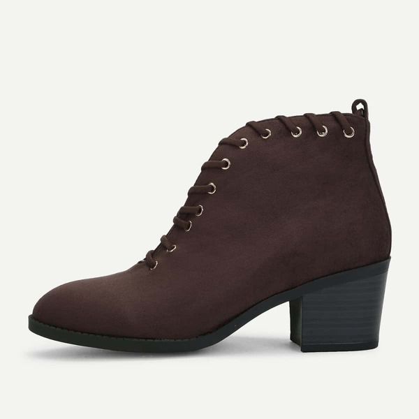 

Plain Lace-up Ankle Boots