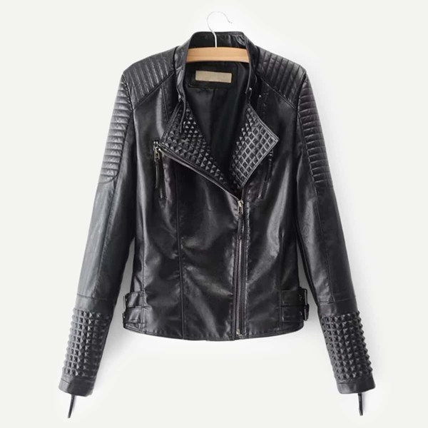 

Faux Leather Biker Jacket, Black