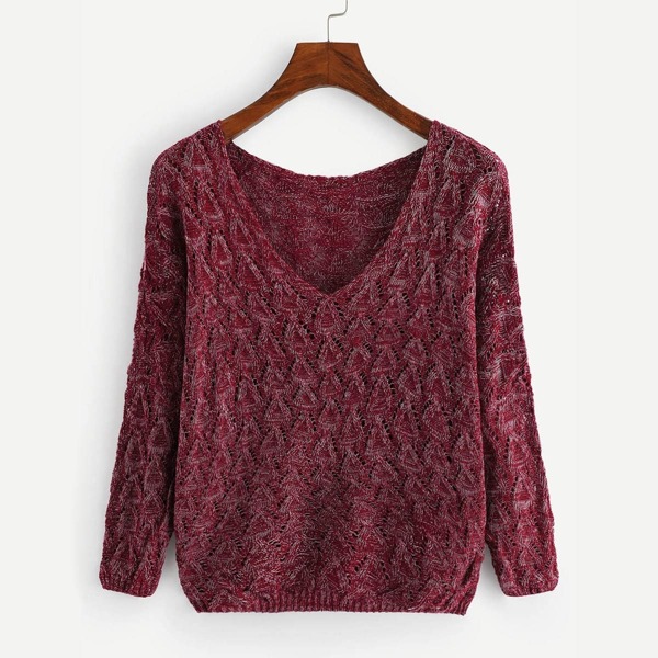 

Open Knit V Neck Jumper