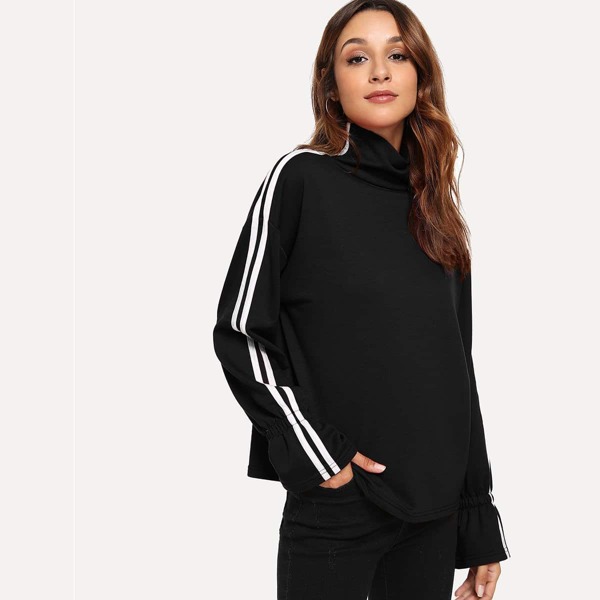

Tape detail High Neck Sweatshirt, Black