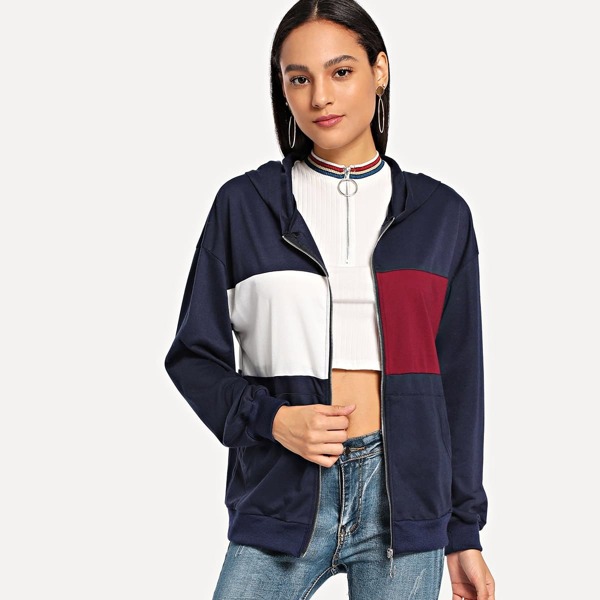 

Color-block Zipper Sweatshirt, Multicolor