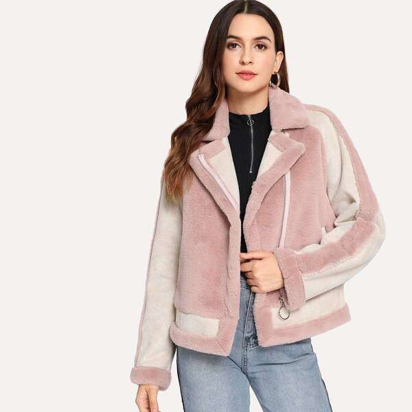 

O-Ring Zip Up Cut and Sew Teddy Jacket