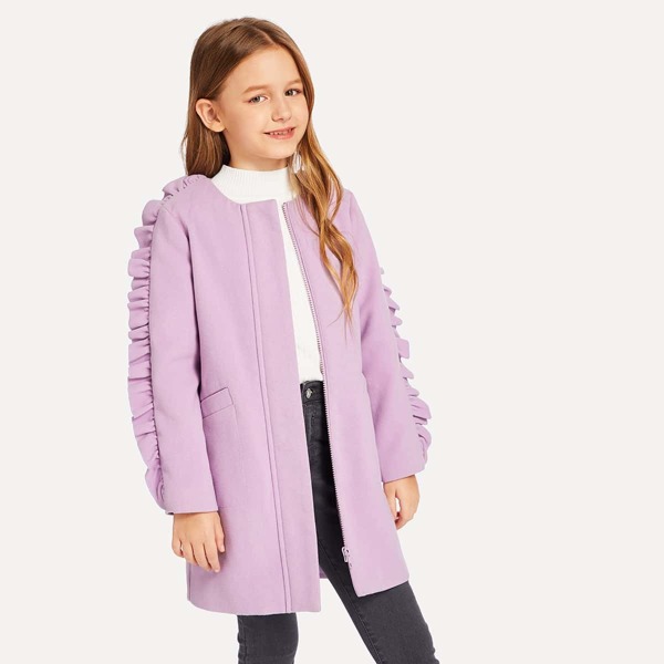 

Girls Frill Trim Sleeve Coat