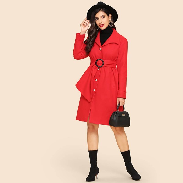 

Self Belted Buttoned Coat