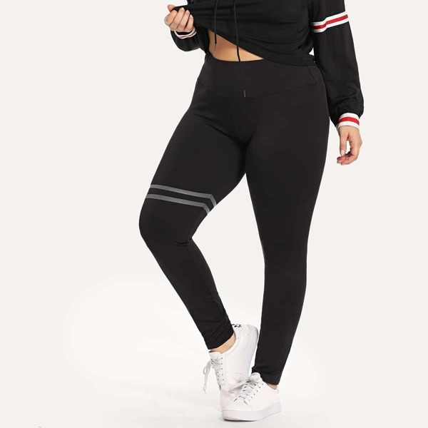 

Plus Varsity Stripe Leggings, Black