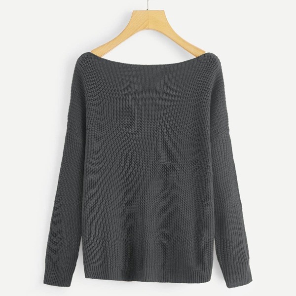 Drop Shoulder Solid Sweater