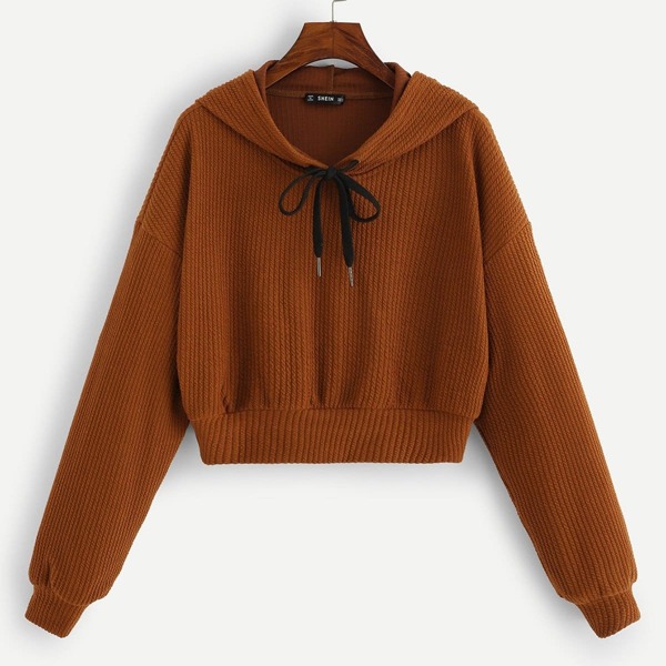 

Drop Shoulder Textured Hoodie