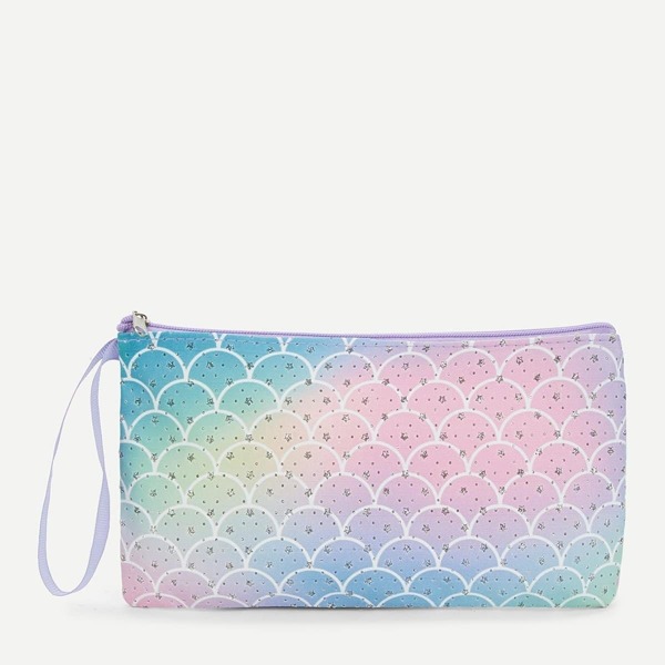 

Star Detail Scale Pattern Makeup Bag, Multicolor