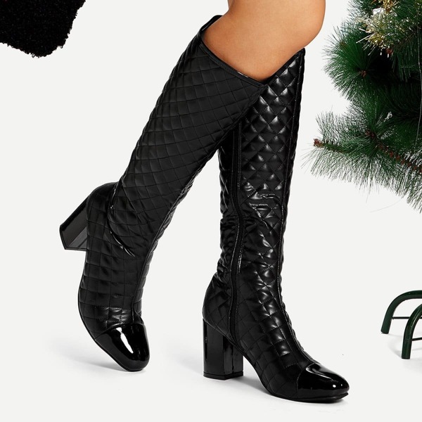 

Quilted Cap Toe Heeled Boots