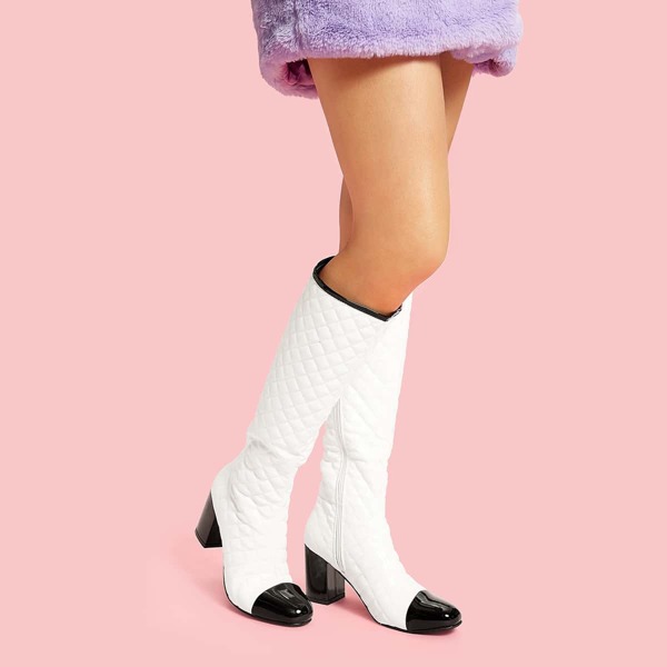 

Quilted Cap Toe Heeled Boots