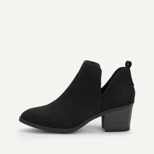 

V Cut Design Faux Suede Western Ankle Boots