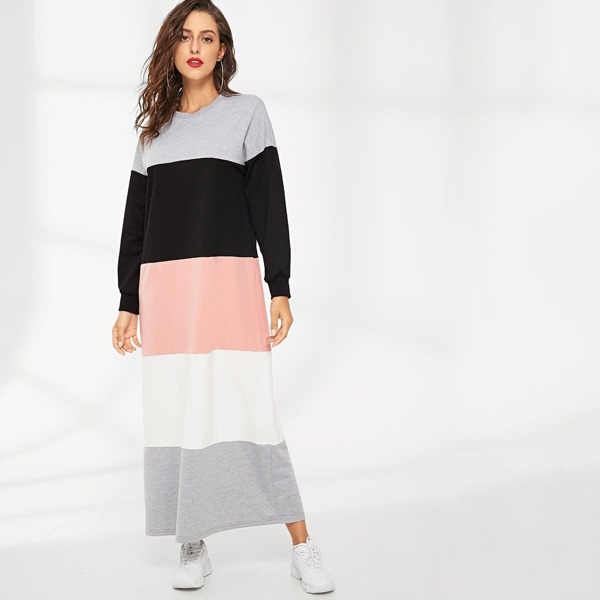 

Color Block Sweatshirt Dress
