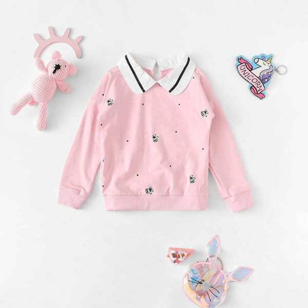 

Girls Cartoon & Polka Dot Print Sweatshirt