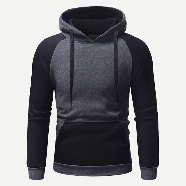 

Men Cut And Sew Panel Hoodie, Grey