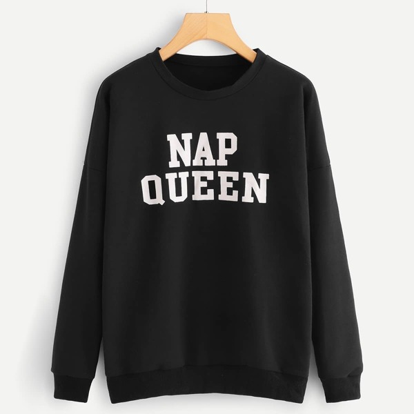 

Drop Shoulder Letter Print Hoodie