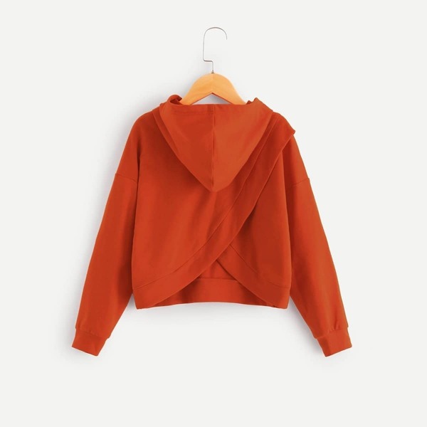 

Girls Drop Shoulder Hoodie Sweatshirt, Orange