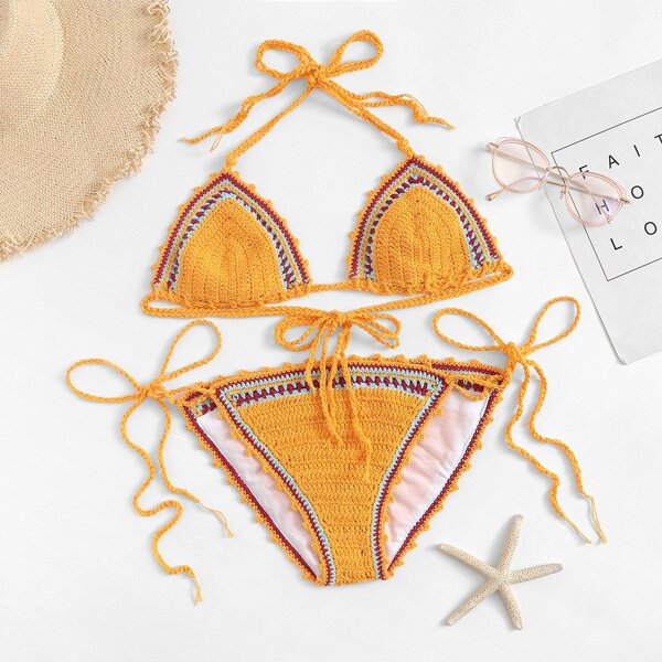 

Crochet Tie Side Bikini Set