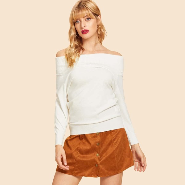 

Off Shoulder Solid Jumper