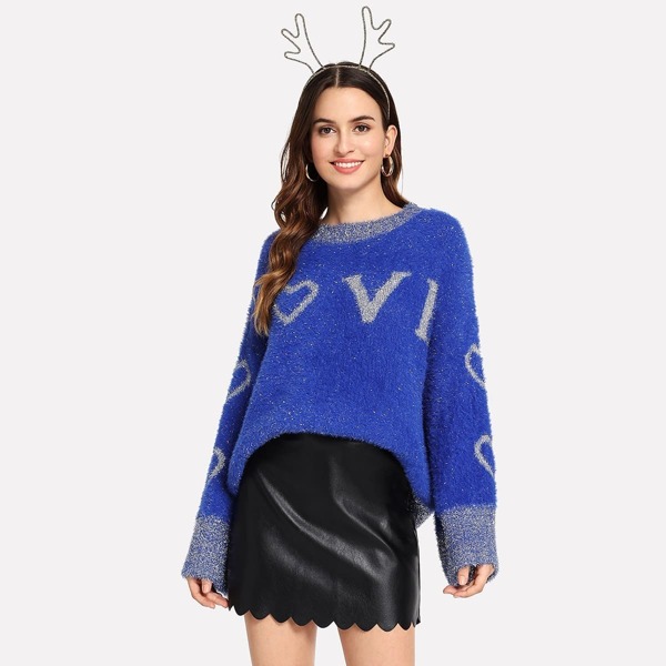 

Lettering Fuzzy Sweater, Blue