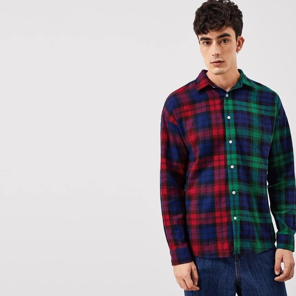 

Men Two Tone Plaid Shirt